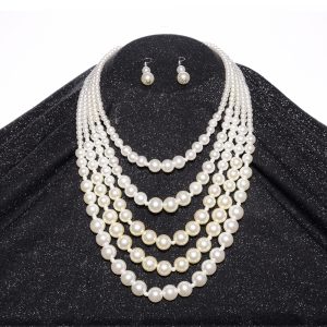Pearl Necklace w/Earrings (3)- 5 Strand
